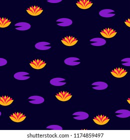 Vibrant lotus flowers vector seamless pattern  for craft, textile, fabric