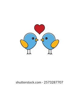 Vibrant Love Birds Kissing on Heart Art
