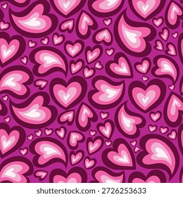 Patrón de amor vibrante con Nubes. Diseño de corazón dibujado a mano. Fondo de feliz día de San Valentín perfecto para invitaciones, tarjetas, impresión, ropa, póster, Web, papel de regalo. Ilustración vectorial