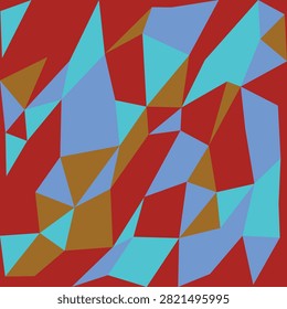 A vibrant low poly abstract design featuring geometric shapes in red, blue, and brown tones for modern art or backgrounds.