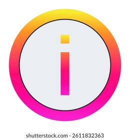 Vibrant Lowercase letter i Icon - Minimalist Design with Yellow-Pink Gradient Ring and Bold Central Letter A on Light Background for Creative Projects