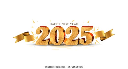 Vibrant Luxury golden vector Logo design for Happy New year 2025 celebration.