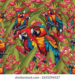 Lebendige Macaw Parrot nahtloses Muster