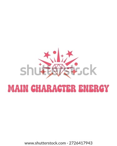 Vibrant main character energy logo with diamond and stars