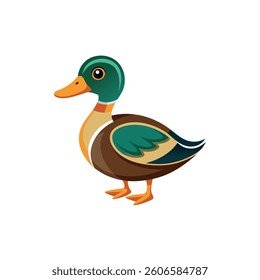 Vibrant Mallard Duck Vector Illustration with Detailed Feather Patterns
