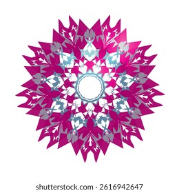 Vibrant Mandala circle geometric, whit gradient spectrum colors 