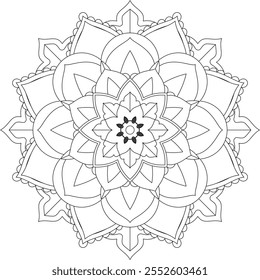 Vibrant mandala color book with simple, hand-drawn vector designs! Perfect for coloring, drawing, painting, and art lovers. Floral, geometric, symmetrical patterns for creativity and relaxation.