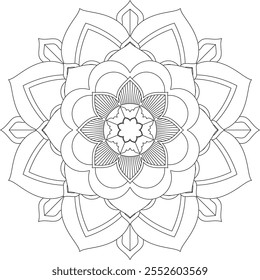 Vibrant mandala color book with simple, hand-drawn vector designs! Perfect for coloring, drawing, painting, and art lovers. Floral, geometric, symmetrical patterns for creativity and relaxation.
