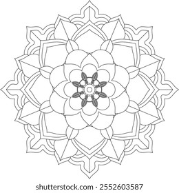 Vibrant mandala color book with simple, hand-drawn vector designs! Perfect for coloring, drawing, painting, and art lovers. Floral, geometric, symmetrical patterns for creativity and relaxation.