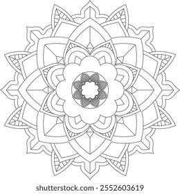 Vibrant mandala color book with simple, hand-drawn vector designs! Perfect for coloring, drawing, painting, and art lovers. Floral, geometric, symmetrical patterns for creativity and relaxation.