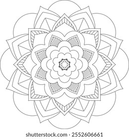 Vibrant mandala color book with simple, hand-drawn vector designs! Perfect for coloring, drawing, painting, and art lovers. Floral, geometric, symmetrical patterns for creativity and relaxation.
