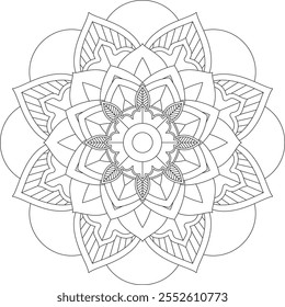 Vibrant mandala color book with simple, hand-drawn vector designs! Perfect for coloring, drawing, painting, and art lovers. Floral, geometric, symmetrical patterns for creativity and relaxation.