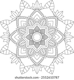 Vibrant mandala color book with simple, hand-drawn vector designs! Perfect for coloring, drawing, painting, and art lovers. Floral, geometric, symmetrical patterns for creativity and relaxation.