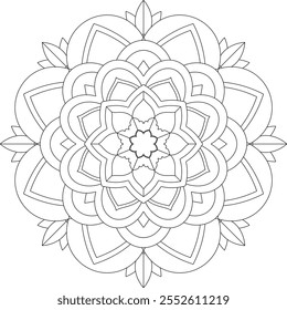 Vibrant mandala color book with simple, hand-drawn vector designs! Perfect for coloring, drawing, painting, and art lovers. Floral, geometric, symmetrical patterns for creativity and relaxation.