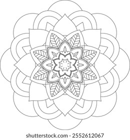 Vibrant mandala color book with simple, hand-drawn vector designs! Perfect for coloring, drawing, painting, and art lovers. Floral, geometric, symmetrical patterns for creativity and relaxation.