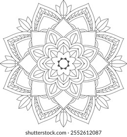 Vibrant mandala color book with simple, hand-drawn vector designs! Perfect for coloring, drawing, painting, and art lovers. Floral, geometric, symmetrical patterns for creativity and relaxation.