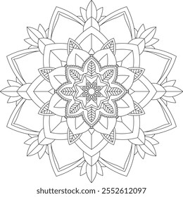 Vibrant mandala color book with simple, hand-drawn vector designs! Perfect for coloring, drawing, painting, and art lovers. Floral, geometric, symmetrical patterns for creativity and relaxation.