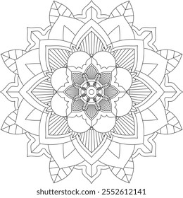 Vibrant mandala color book with simple, hand-drawn vector designs! Perfect for coloring, drawing, painting, and art lovers. Floral, geometric, symmetrical patterns for creativity and relaxation.