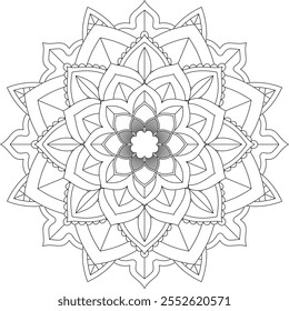 Vibrant mandala color book with simple, hand-drawn vector designs! Perfect for coloring, drawing, painting, and art lovers. Floral, geometric, symmetrical patterns for creativity and relaxation.