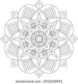 Vibrant mandala color book with simple, hand-drawn vector designs! Perfect for basic coloring, drawing, painting, and art lovers. Floral, geometric, symmetrical patterns for creativity and relaxation.