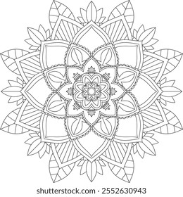 Vibrant mandala color book with simple, hand-drawn vector designs! Perfect for basic coloring, drawing, painting, and art lovers. Floral, geometric, symmetrical patterns for creativity and relaxation.