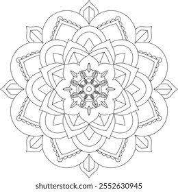 Vibrant mandala color book with simple, hand-drawn vector designs! Perfect for basic coloring, drawing, painting, and art lovers. Floral, geometric, symmetrical patterns for creativity and relaxation.