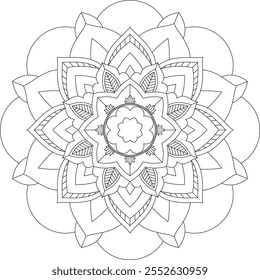 Vibrant mandala color book with simple, hand-drawn vector designs! Perfect for basic coloring, drawing, painting, and art lovers. Floral, geometric, symmetrical patterns for creativity and relaxation.