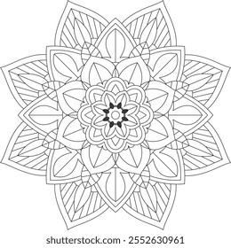 Vibrant mandala color book with simple, hand-drawn vector designs! Perfect for basic coloring, drawing, painting, and art lovers. Floral, geometric, symmetrical patterns for creativity and relaxation.