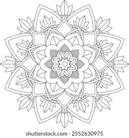 Vibrant mandala color book with simple, hand-drawn vector designs! Perfect for basic coloring, drawing, painting, and art lovers. Floral, geometric, symmetrical patterns for creativity and relaxation.