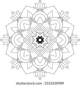 Vibrant mandala color book with simple, hand-drawn vector designs! Perfect for basic coloring, drawing, painting, and art lovers. Floral, geometric, symmetrical patterns for creativity and relaxation.