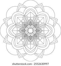 Vibrant mandala color book with simple, hand-drawn vector designs! Perfect for basic coloring, drawing, painting, and art lovers. Floral, geometric, symmetrical patterns for creativity and relaxation.