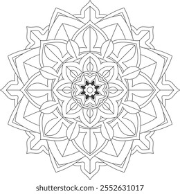 Vibrant mandala color book with simple, hand-drawn vector designs! Perfect for basic coloring, drawing, painting, and art lovers. Floral, geometric, symmetrical patterns for creativity and relaxation.