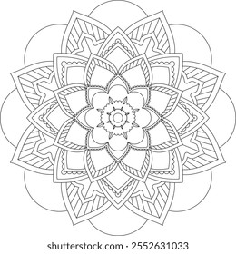 Vibrant mandala color book with simple, hand-drawn vector designs! Perfect for basic coloring, drawing, painting, and art lovers. Floral, geometric, symmetrical patterns for creativity and relaxation.