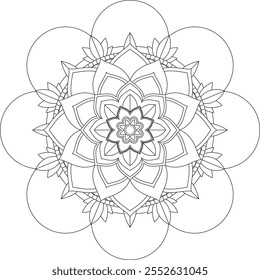 Lebendige Mandala Farbbuch mit einfachen, handgezeichneten Vektorgrafiken! Perfekt für einfache Färbung, Zeichnung, Malerei und Kunstliebhaber. Blumen, geometrische, symmetrische Muster für Kreativität und Entspannung.