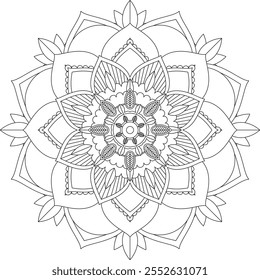 Vibrant mandala color book with simple, hand-drawn vector designs! Perfect for basic coloring, drawing, painting, and art lovers. Floral, geometric, symmetrical patterns for creativity and relaxation.