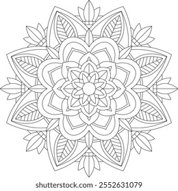 Vibrant mandala color book with simple, hand-drawn vector designs! Perfect for basic coloring, drawing, painting, and art lovers. Floral, geometric, symmetrical patterns for creativity and relaxation.