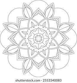 Vibrant mandala color book with simple, hand-drawn vector designs! Perfect for basic coloring, drawing, painting, and art lovers. Floral, geometric, symmetrical patterns for creativity and relaxation.