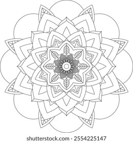 Vibrant mandala color book with simple, hand-drawn vector designs! Perfect for basic coloring, drawing, painting, and art lovers. Floral, geometric, symmetrical patterns for creativity and relaxation.