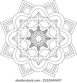 Vibrant mandala color book with simple, hand-drawn vector designs! Perfect for basic coloring, drawing, painting, and art lovers. Floral, geometric, symmetrical patterns for creativity and relaxation.