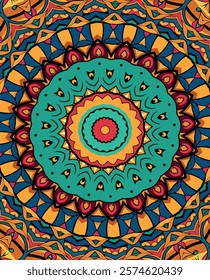 Vibrant Mandala Design with Bold Colors and Intricate Patterns