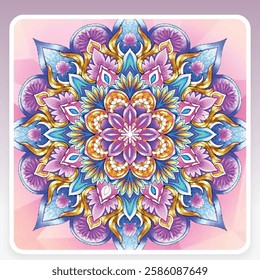 Vibrant Mandala Design for Coloring Books or Decor