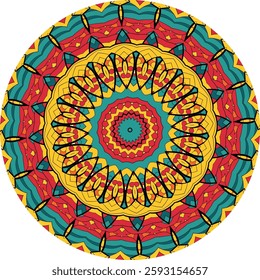 Vibrant Mandala Design for Coloring Books or Décor