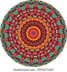 Vibrant Mandala Design for Coloring Books or Décor
