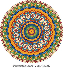 Vibrant Mandala Design with Intricate Geometric Patterns