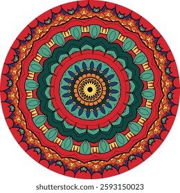 Vibrant Mandala Design with Intricate Geometric Patterns