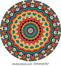 Vibrant Mandala Design with Intricate Geometric Patterns