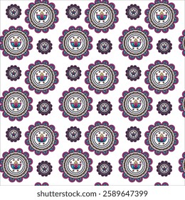 Vibrant Mandala Floral seamless pattern 