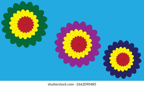 Diseño vibrante de la flor del mandala con los patrones y los colores brillantes, perfecto para el arte, los fondos, la decoración casera.
