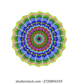 Mandala vibrante con intrincados patrones florales en un diseño simétrico, perfecto para proyectos de meditación y bienestar.