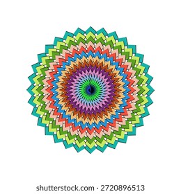 Mandala vibrante con patrones intrincados, perfecto para proyectos de meditación, yoga y diseño espiritual.